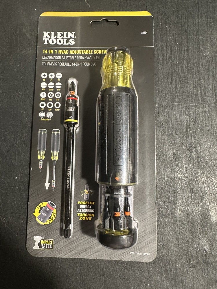 Klein Tools 32304 HVAC 14-in-1 Adjustable Screwdriver impact rated(533)