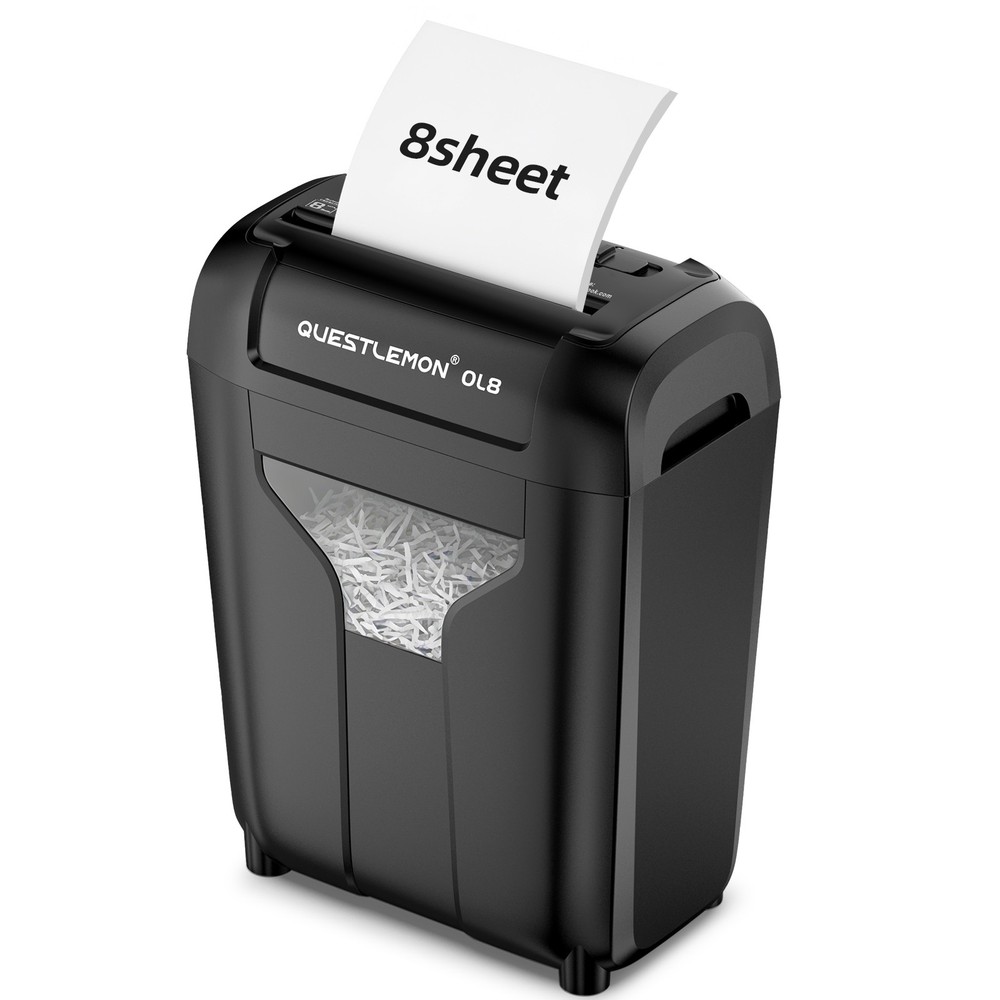 QUIETLEMON 8-Sheet Commercial Office Shredder Paper Destroy Strip-Cut Heavy-duty