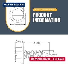 8 PCS License Plate Screw Kit, 304 Stainless Steel Bolt Fasteners, Hex Head Scre