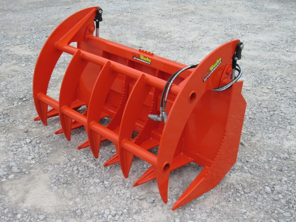 60″ Brush Root Rake Clam Grapple Attachment Fits Skid Steer Tractor Quick Attach
