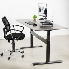 VIVO Black Universal Steel Clamp-on Desk Stabilizer Bar | Bracket Support System