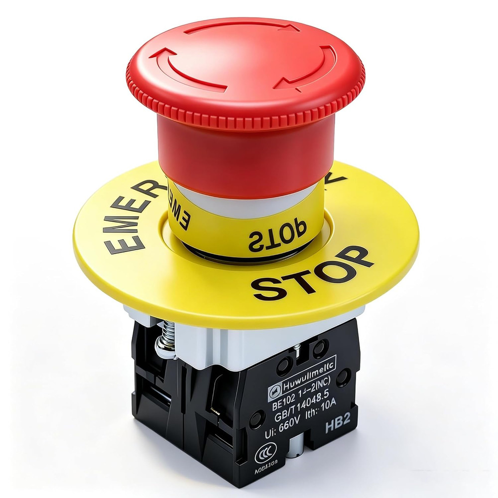 2NC 22Mm Emergency Stop Push Button Switch Red Mushroom Equipment E Stop Shut of