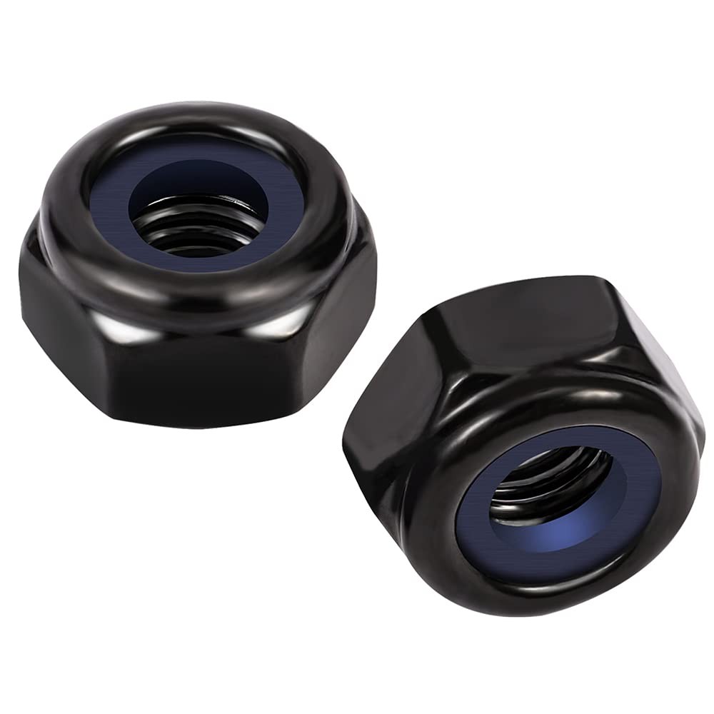 1/2-13 Nylon Insert Hex Lock Nuts Locknuts, 304 Stainless Steel 18-8, Black O…