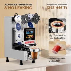 Cup Sealing Machine, Fully Automatic Cup Sealer Machine 500-650 Cups/H, Silver