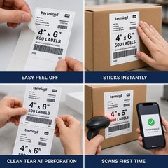 4×6 Thermal Labels 500 Fanfold – Rollo – 1 Stack | 500 Labels, White