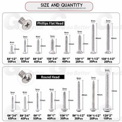 #6 #8 #10 #12 Phillips Self Tapping Screw Set Flat/Pan Head Stainless Screws kit