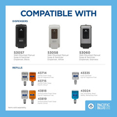 Pacific Blue Ultra Wall-Mounted Manual Dispenser for Foaming Hand Soap and Hand
