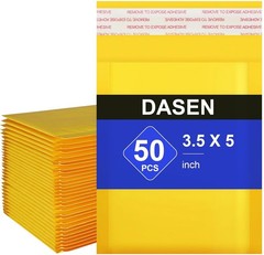 Eco-Friendly 50 Pcs Yellow Kraft Bubble Mailers 3.5×5 Inch – Reliable Protection