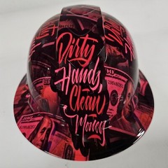 full brim hard hat custom hydro dipped IN HOT PINK DIRTY HANDS CLEAN MONEY WOMEN
