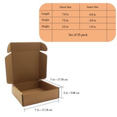 7x7x2 inches Boxes Set of 25, Brown Corrugated Mailing Cardboard Literature M…