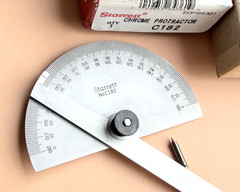 STARRETT No. C182 Satin Chrome Finish Steel Protractor. Made in the USA 🇺🇸!!