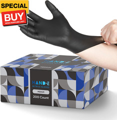 Black Nitrile Disposable Gloves Medium, 50 Count – BBQ, Tattoo, Hair Dye, Cookin