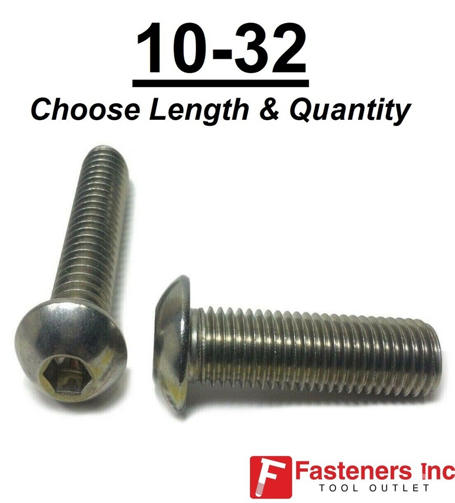 10-32 Button Head Socket Cap Screw Stainless Steel UNC (Choose Length & Qty)