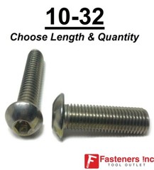 10-32 Button Head Socket Cap Screw Stainless Steel UNC (Choose Length & Qty)