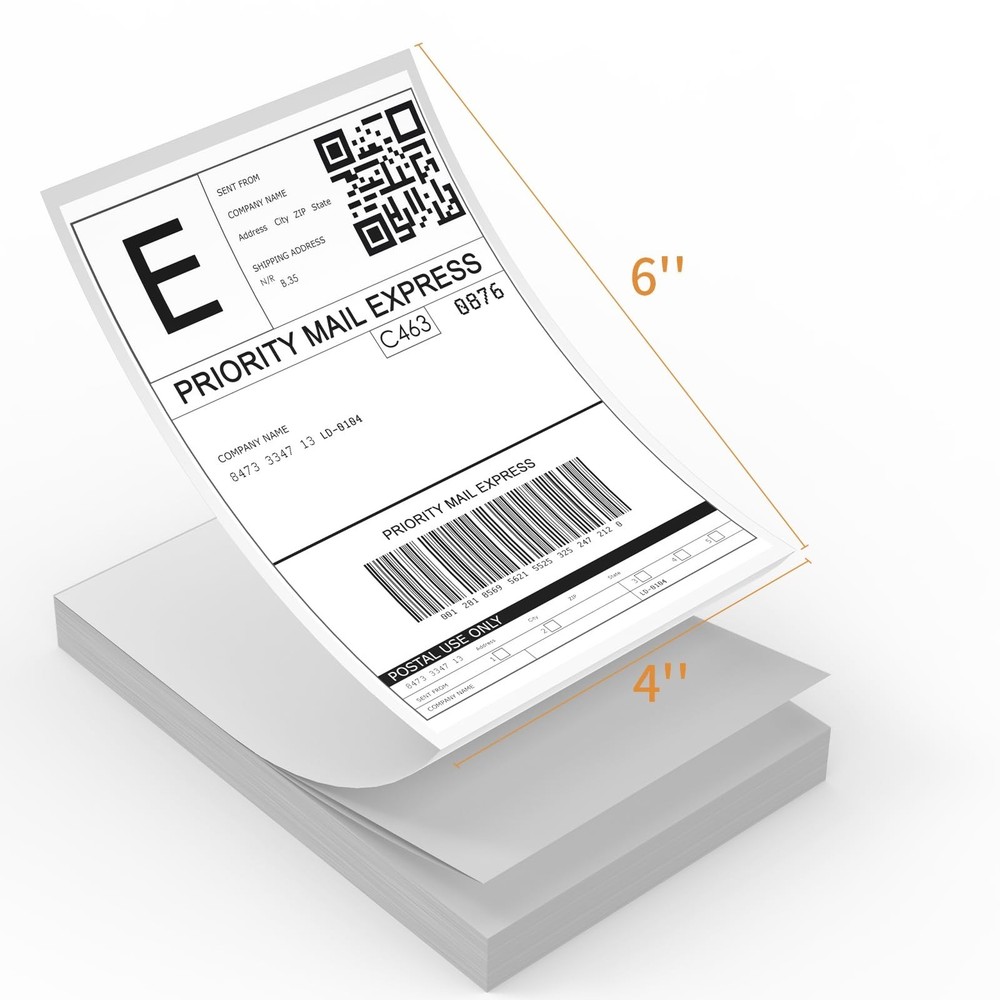 Rongta Fanfold 4×6 Direct Thermal Labels, Perforated Shipping Label Printer P…