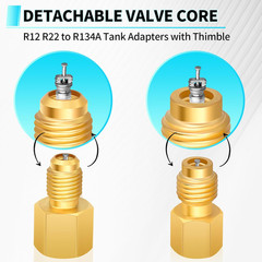 Brass R134A R12 R22 Tank Vacuum Pump Adapters Valve Remover for AC Charging