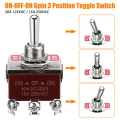 3X 3 Position 6Pin Toggle Switch Heavy Duty 20A 125V/15A 250V DPDT (ON)-OFF-(ON)