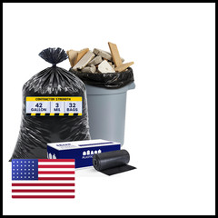 Plasticplace Contractor Trash Bags 42 Gallon 3.0 Mil Rolls Black Heavy Duty