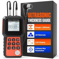 Ultrasonic Thickness Gauge 0.04-11.8 Inch 1-300mm w/ 5MHz Probe & LCD Display