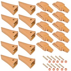 10PK Backhoe Bucket Shanks with Dirt Teeth Pins Sleeved Retainers for 1 Inch Lip