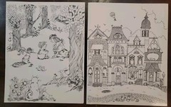 VTG Scribbler Portfolio Folder Duo Tang Houses Kids Forest Animals NOS Set/2