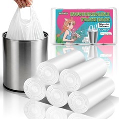 3 Gallon Small Compostable Trash Bags – 100 Count Heavy Duty White Garbage Ba…