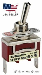 HEAVY DUTY SPST ON-OFF TOGGLE SWITCH 20A 125V, 15A 250V SPADE TERMINALS (11A)