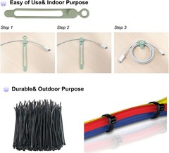 120 Pcs Cable Organizer Set, 20pcs Silicone Cable Ties Reusable & Nylon Cable