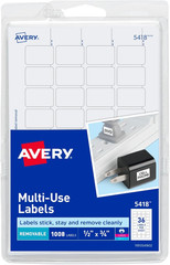 Removable Print or Write Labels, White, 0.5 X 0.75 Inches, Pack of 1008 (5418)