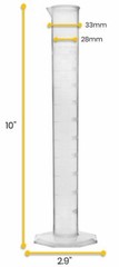 Eisco Labs 100ml Graduated Cylinder, Class B – Polypropylene