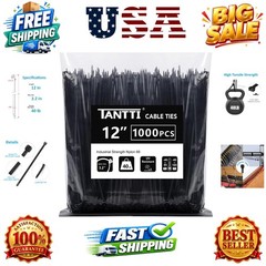 Zip Ties 12 inch, Black Zip Ties 1000 pack, 40lb, Cable Ties, Self-locking Wi…