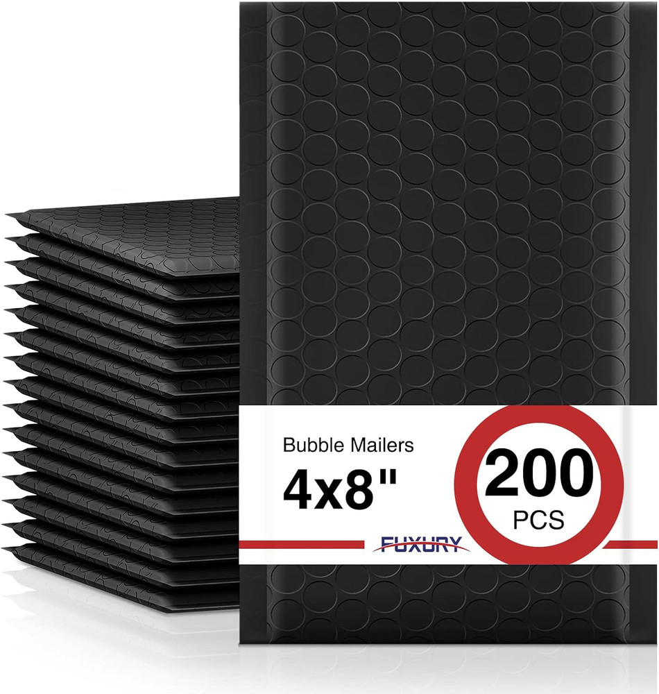 Black Bubble Mailers 4X8″ 200 Pack Waterproof Padded Envelopes Self Seal Bubble