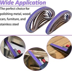 SATC Purple File Sanding Belt Abrasive 1/2 in x 18 IN- Pack of 20 – GRIT 60