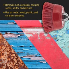 4″ Abrasive Filament Nylon Bristle Cup Brush, Sanding Scuffing, 5/8″ Thread 1/4″
