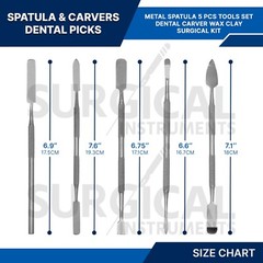 Metal Spatula 5 pcs Set Kit Tools Dental Carver Wax Clay Surgical German Grade