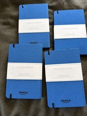 4 – Shinola Detroit Ruled Hard Linen Journals – Blue – Unused – Advert Logo