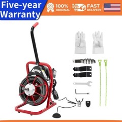 75FT x 1/2” Drain Cleaner Machine, Sewer Snake Auger for 1 to 4 Inch Pipes