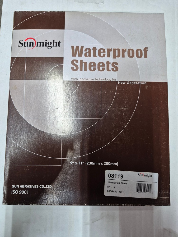 Sunmight 08119 9″ x 11″ 800 Grit Waterproof Sanding Sheets 50 Pieces