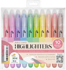 10 Pack Bible Safe Highlighters – Pastel Color, Wax Highlighters No Bleed, Scrip