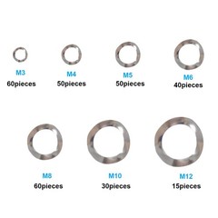 295 Pcs 304 Stainless Steel Spring Wave Washer Assortment Kit, 7 Sizes Wave Gask