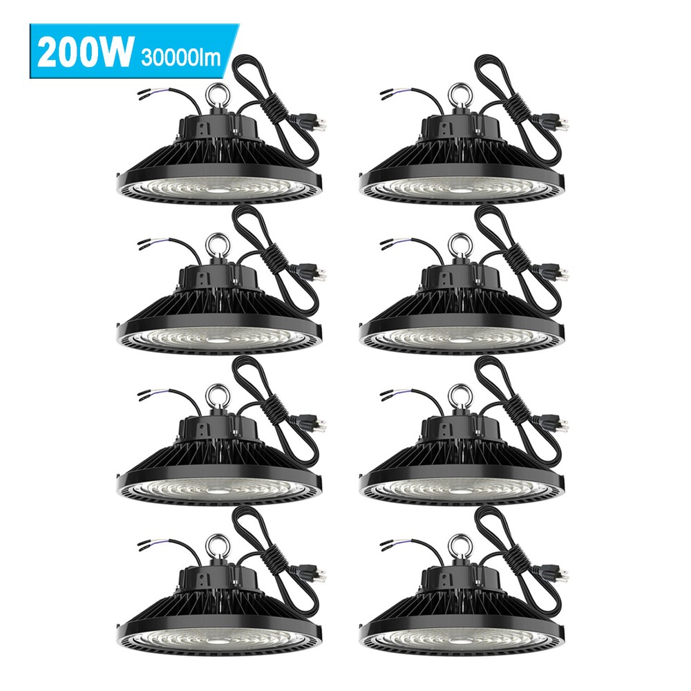 8 Pack UFO Led High Bay Light 200W Industrial Commercial Garage Light 90-277V