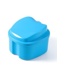 JMU Denture Retainer Case w/ Strainer Apple Shaped False Teeth Storage Box