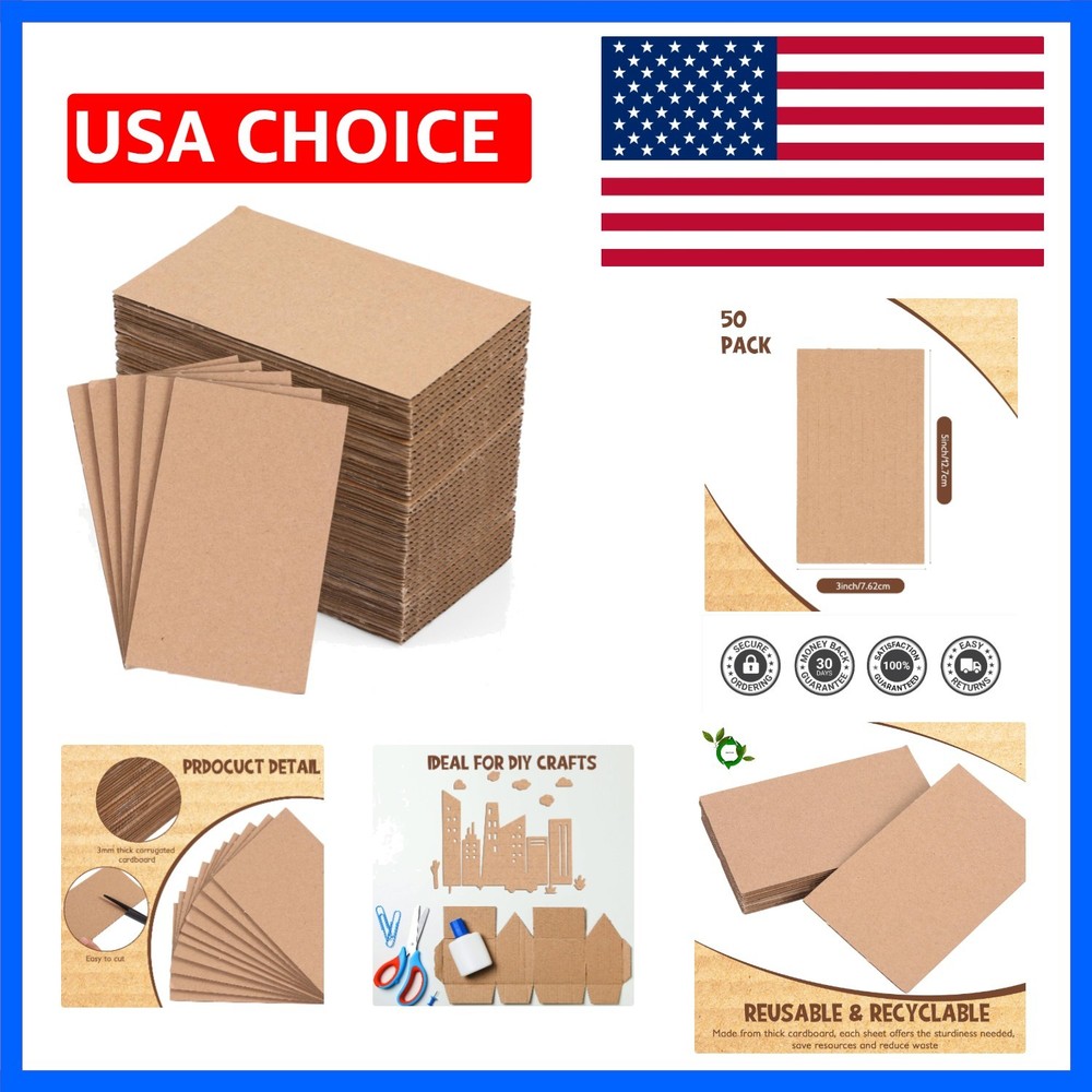 50 Pack Corrugated Cardboard Sheets Flat Cardboard Inserts Flat Squares Separ…