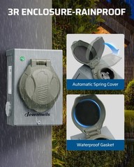 DEWENWILS 50 Amp Outdoor Inlet Box, Pre-Drilled for Easy Installation, SS2-50P