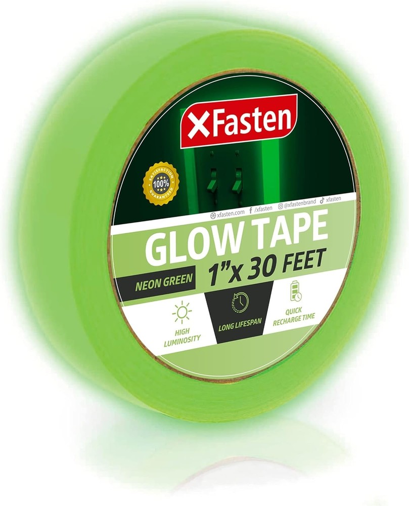 Glow in the Dark Tape, Yellow/Green, 1-Inch x 30-Foot Photo-Luminescent Glow