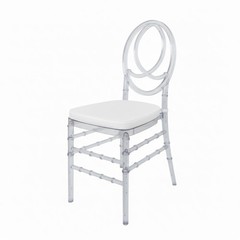 Set of 3 Crystal Clear Acrylic Chiavari Wedding Chairs with Cushions for Event