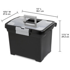 Portable File Box, Letter-Size Plastic File Storage Box with Handle and Divided