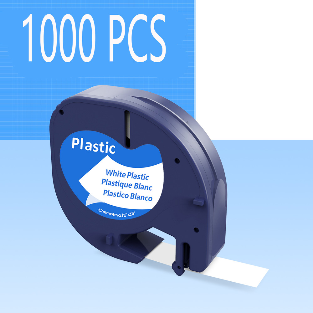 1000PK Compatible Dymo LetraTag 91331 White Plastic 12mm Label Tape LT-100H 1/2″