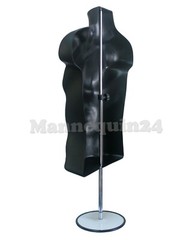 Set of Black & Flesh Male Mannequin Form with Stands Men Torso Body Form