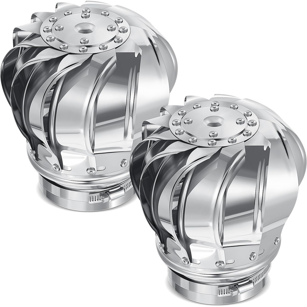 Tandefio 2 Pack 4 Inch Turbine Vent Stainless Steel 201 110mm, classic color